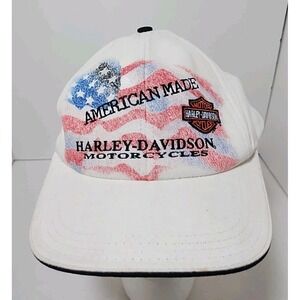 Vintage Harley Davidson Motorcycles American Made White Hat Cap Buckminn's H D‎